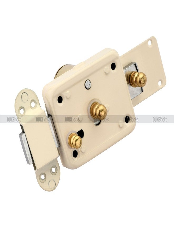 دوق قفل ديوك المتشابك ثلاثي اللفات مع 3 مفاتيح نحاسية | لون عاجي | مناسب للأبواب المزدوجة والمفردة - Image 4